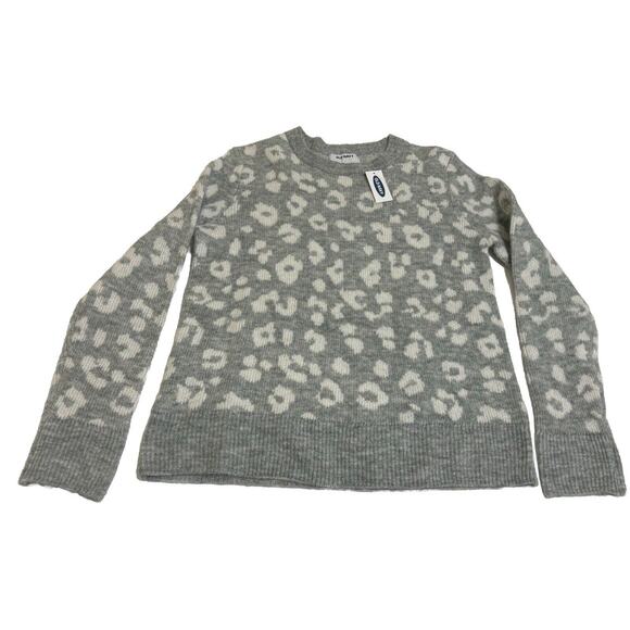 NWT Old Navy Women's Size S Knit Sweater Grey Cheetah Print Feminine Mob Wives - Picture 1 of 8